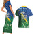 Solomon Islands Polynesian Tribal Shark and Crocodile Couples Matching Short Sleeve Bodycon Dress and Hawaiian Shirt