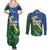 Solomon Islands Polynesian Tribal Shark and Crocodile Couples Matching Summer Maxi Dress and Long Sleeve Button Shirt