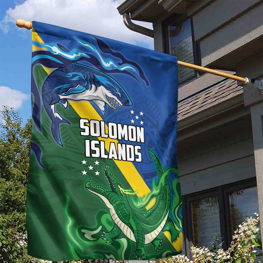 Solomon Islands Polynesian Tribal Shark and Crocodile Garden Flag LT03 - Polynesian Pride