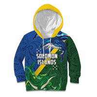 Solomon Islands Polynesian Tribal Shark and Crocodile Kid Hoodie LT03 Hoodie Blue - Polynesian Pride