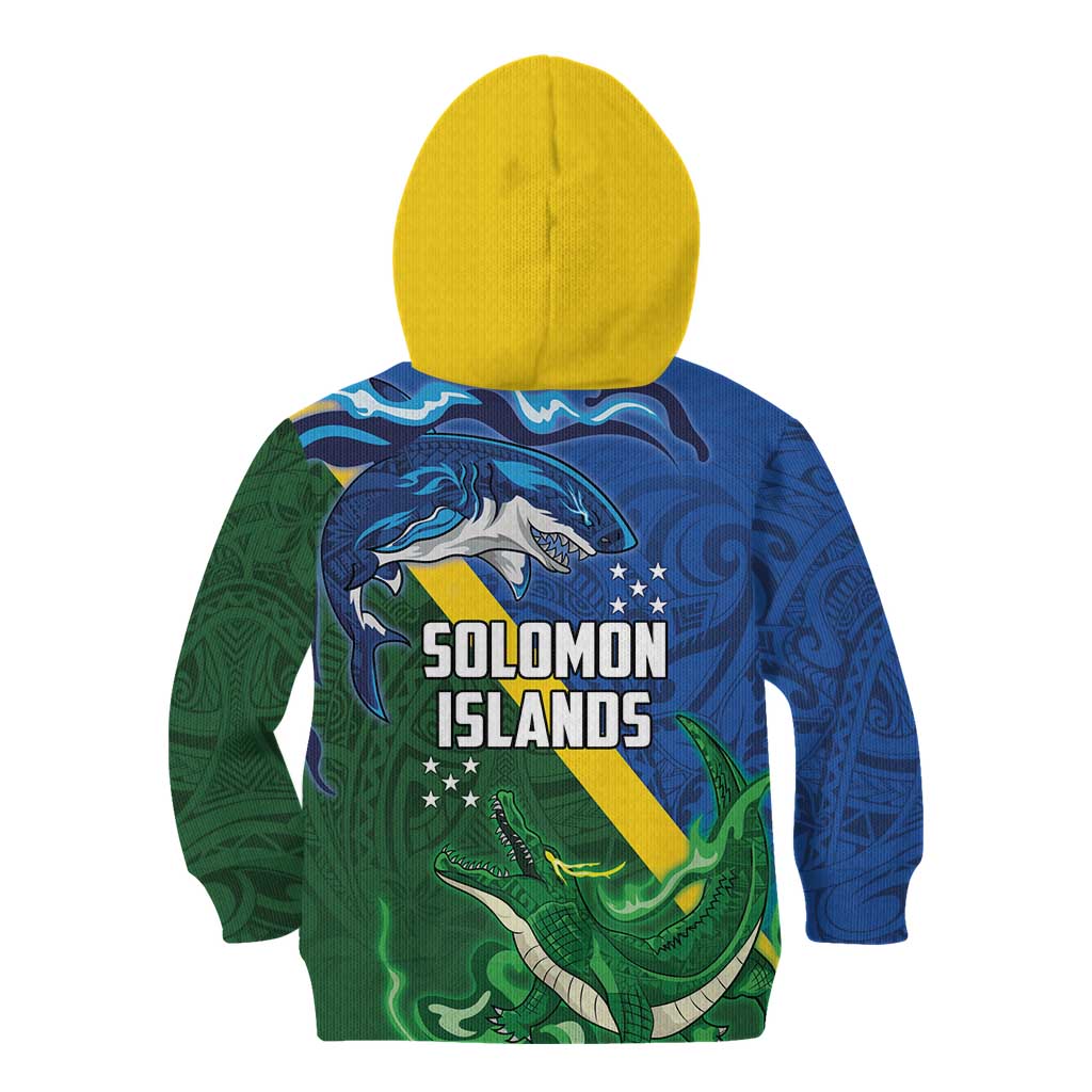 Solomon Islands Polynesian Tribal Shark and Crocodile Kid Hoodie LT03 - Polynesian Pride