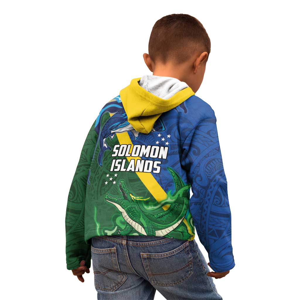 Solomon Islands Polynesian Tribal Shark and Crocodile Kid Hoodie LT03 - Polynesian Pride