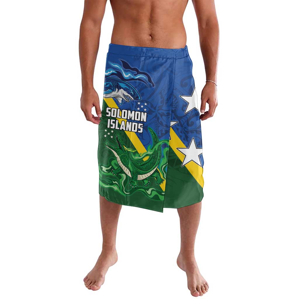 Solomon Islands Polynesian Tribal Shark and Crocodile Lavalava LT03 Blue - Polynesian Pride