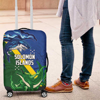 Solomon Islands Polynesian Tribal Shark and Crocodile Luggage Cover LT03 Blue - Polynesian Pride