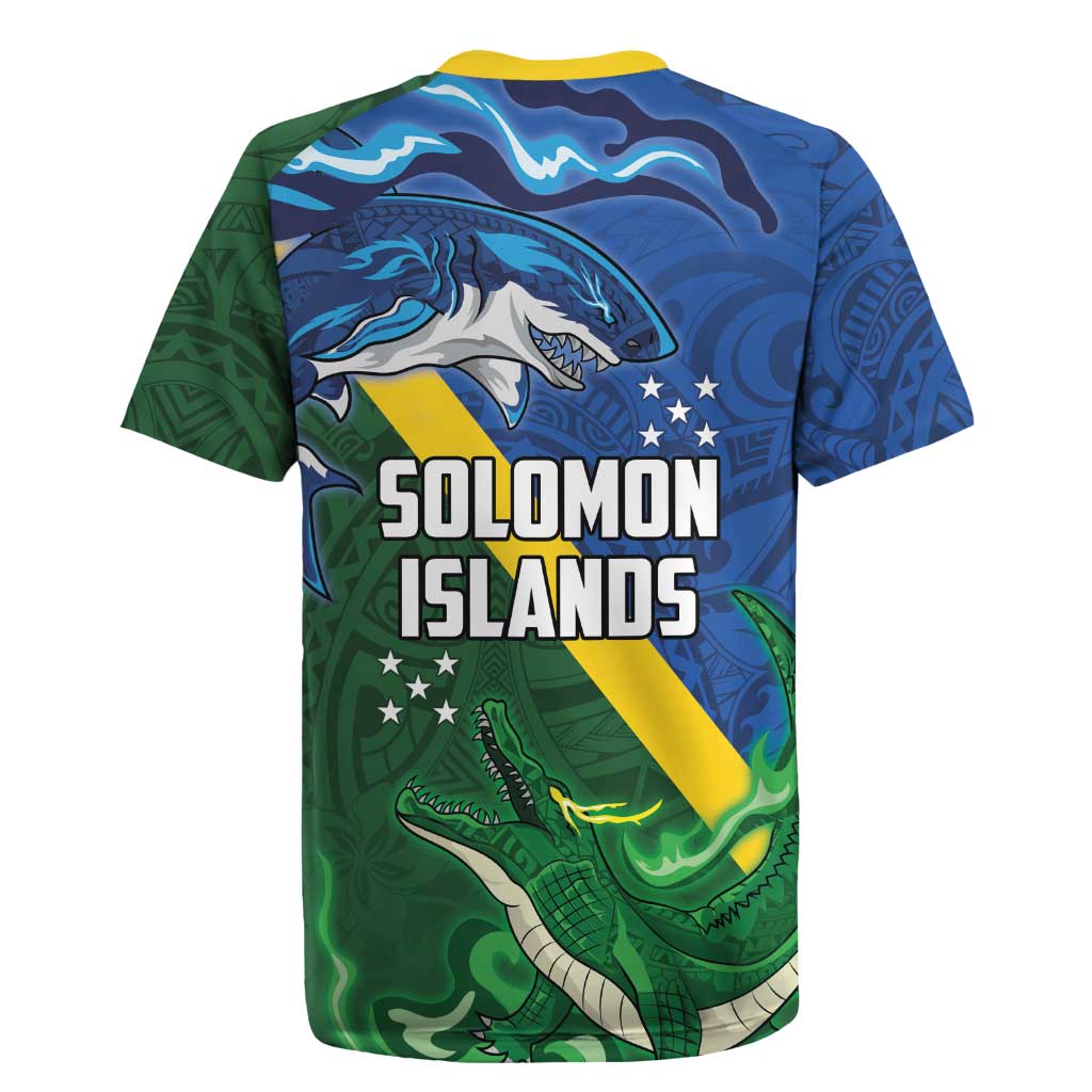 Solomon Islands Polynesian Tribal Shark and Crocodile Rugby Jersey LT03 - Polynesian Pride