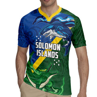 Solomon Islands Polynesian Tribal Shark and Crocodile Rugby Jersey LT03 - Polynesian Pride
