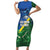 Solomon Islands Polynesian Tribal Shark and Crocodile Short Sleeve Bodycon Dress