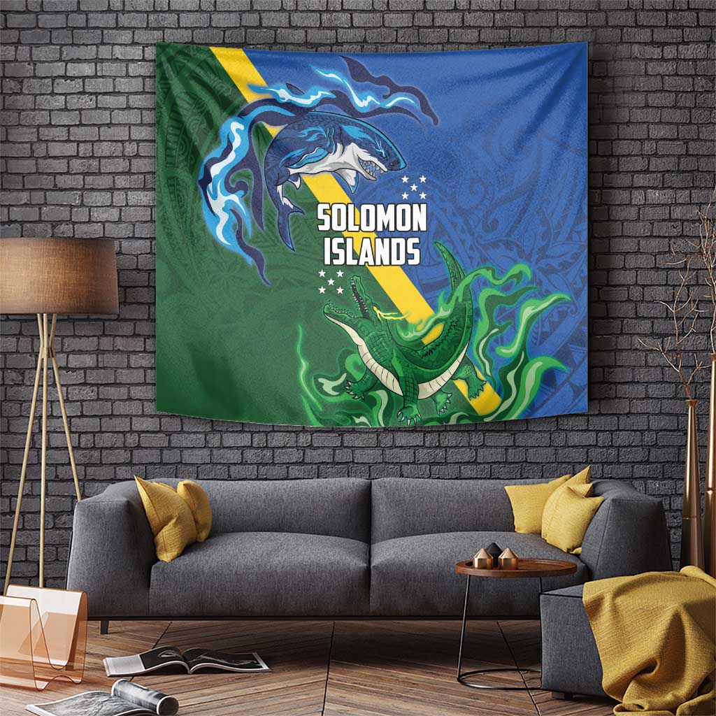 Solomon Islands Polynesian Tribal Shark and Crocodile Tapestry LT03 - Polynesian Pride