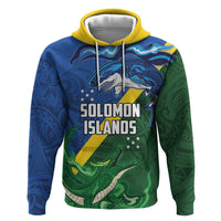 Solomon Islands Polynesian Tribal Shark and Crocodile Zip Hoodie LT03 Pullover Hoodie Blue - Polynesian Pride