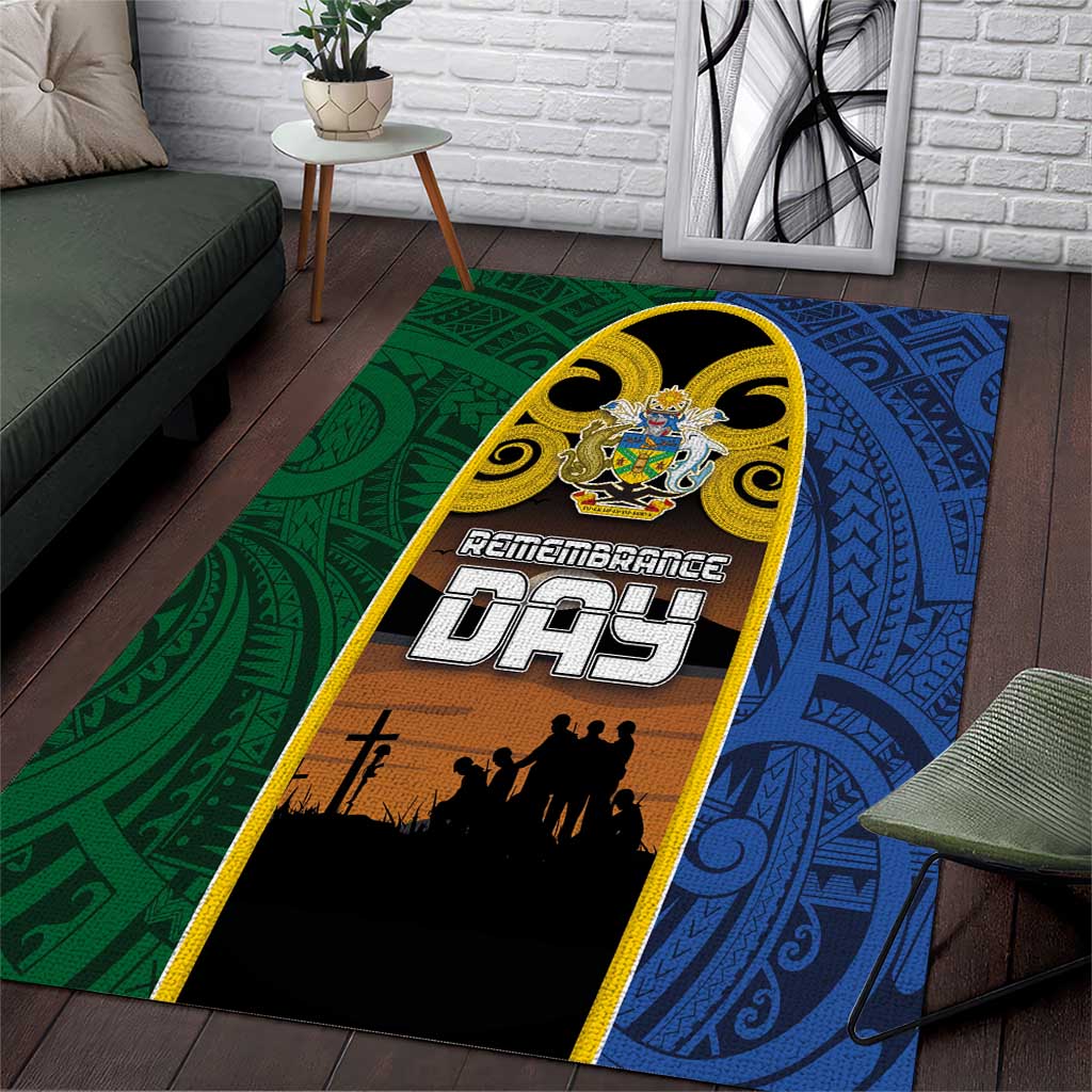 Solomon Islands Remembrance Day Area Rug Lest We Forget and Polynesian Tattoo Pattern