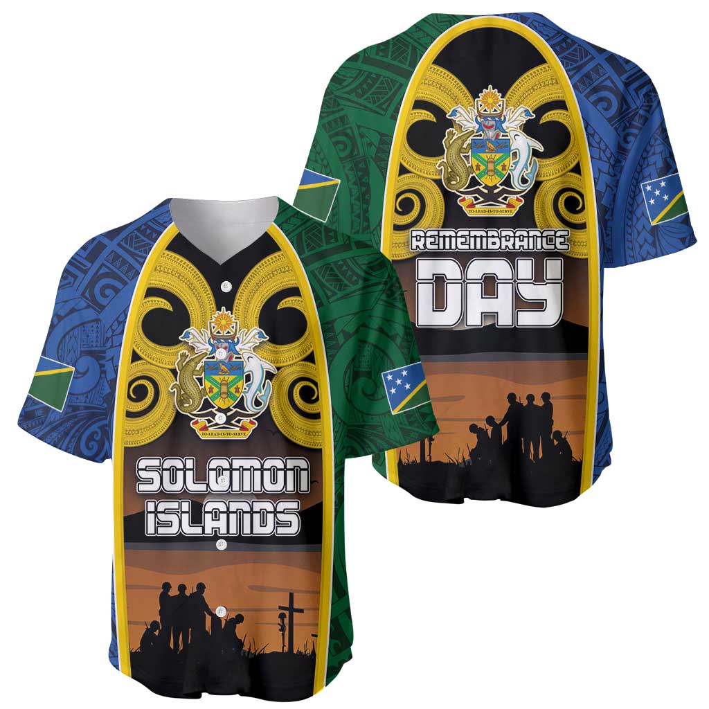 Solomon Islands Remembrance Day Baseball Jersey Lest We Forget and Polynesian Tattoo Pattern LT03 - Polynesian Pride