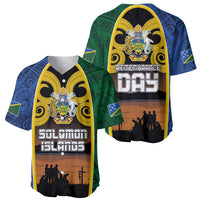 Solomon Islands Remembrance Day Baseball Jersey Lest We Forget and Polynesian Tattoo Pattern LT03 - Polynesian Pride