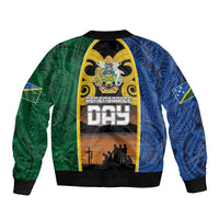 Solomon Islands Remembrance Day Bomber Jacket Lest We Forget and Polynesian Tattoo Pattern LT03 - Polynesian Pride