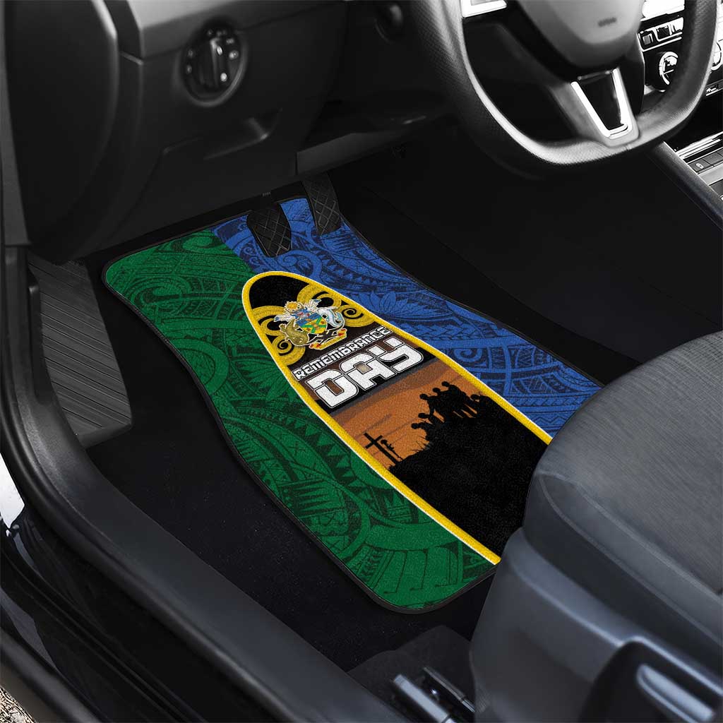 Solomon Islands Remembrance Day Car Mats Lest We Forget and Polynesian Tattoo Pattern LT03 - Polynesian Pride