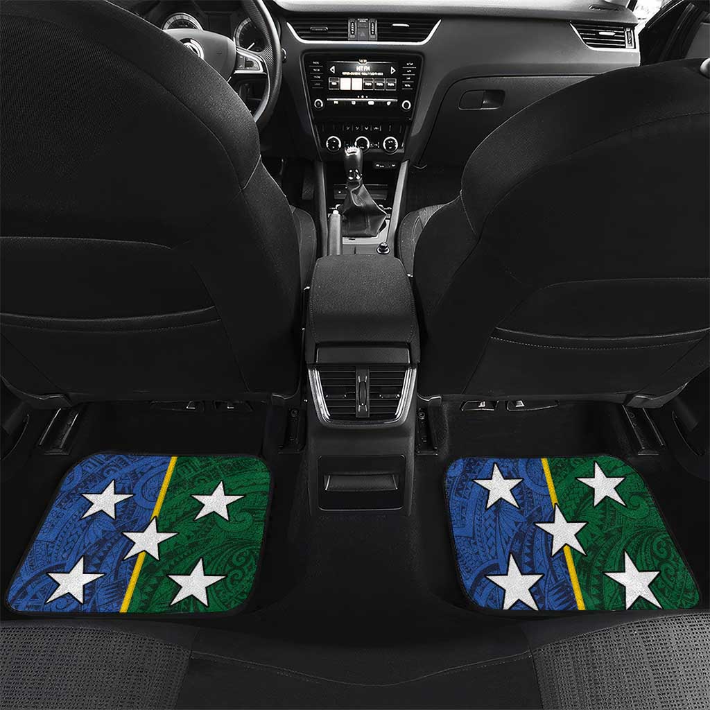 Solomon Islands Remembrance Day Car Mats Lest We Forget and Polynesian Tattoo Pattern LT03 Set 2pcs - Back Black - Polynesian Pride