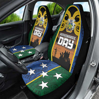 Solomon Islands Remembrance Day Car Seat Cover Lest We Forget and Polynesian Tattoo Pattern LT03 - Polynesian Pride