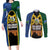 Solomon Islands Remembrance Day Couples Matching Long Sleeve Bodycon Dress and Long Sleeve Button Shirt Lest We Forget and Polynesian Tattoo Pattern