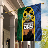 Solomon Islands Remembrance Day Garden Flag Lest We Forget and Polynesian Tattoo Pattern LT03 House Flag Black - Polynesian Pride