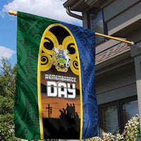 Solomon Islands Remembrance Day Garden Flag Lest We Forget and Polynesian Tattoo Pattern LT03 - Polynesian Pride