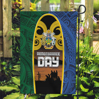 Solomon Islands Remembrance Day Garden Flag Lest We Forget and Polynesian Tattoo Pattern LT03 Garden Flag Black - Polynesian Pride