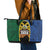 Solomon Islands Remembrance Day Leather Tote Bag Lest We Forget and Polynesian Tattoo Pattern