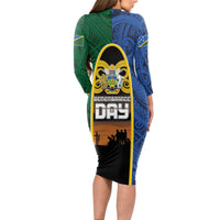 Solomon Islands Remembrance Day Long Sleeve Bodycon Dress Lest We Forget and Polynesian Tattoo Pattern LT03 - Polynesian Pride