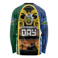 Solomon Islands Remembrance Day Long Sleeve Shirt Lest We Forget and Polynesian Tattoo Pattern LT03 - Polynesian Pride