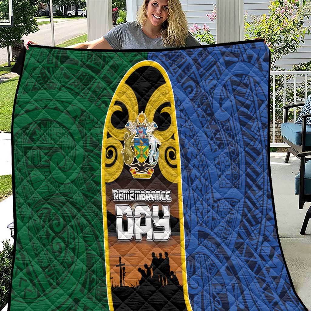 Solomon Islands Remembrance Day Quilt Lest We Forget and Polynesian Tattoo Pattern LT03 Black - Polynesian Pride
