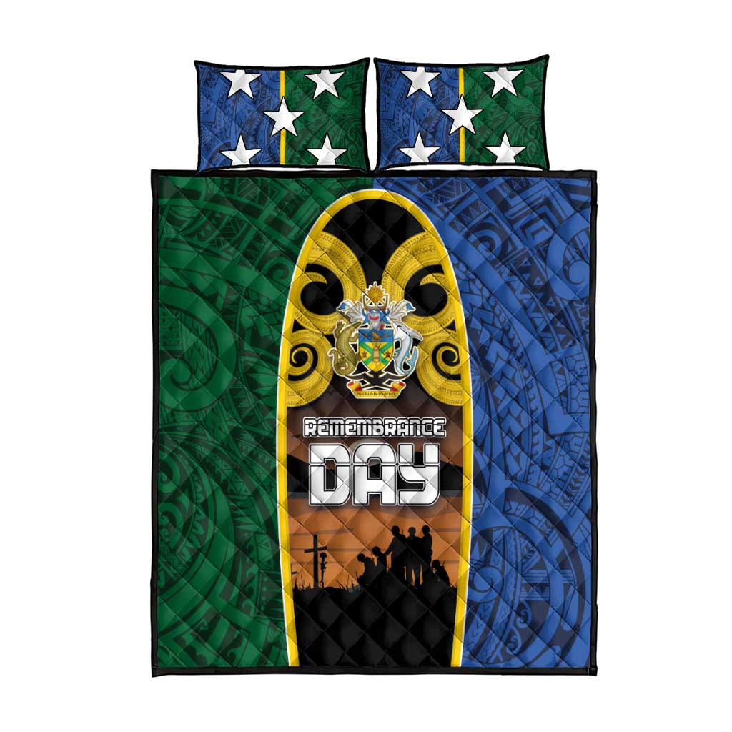 Solomon Islands Remembrance Day Quilt Bed Set Lest We Forget and Polynesian Tattoo Pattern LT03 - Polynesian Pride