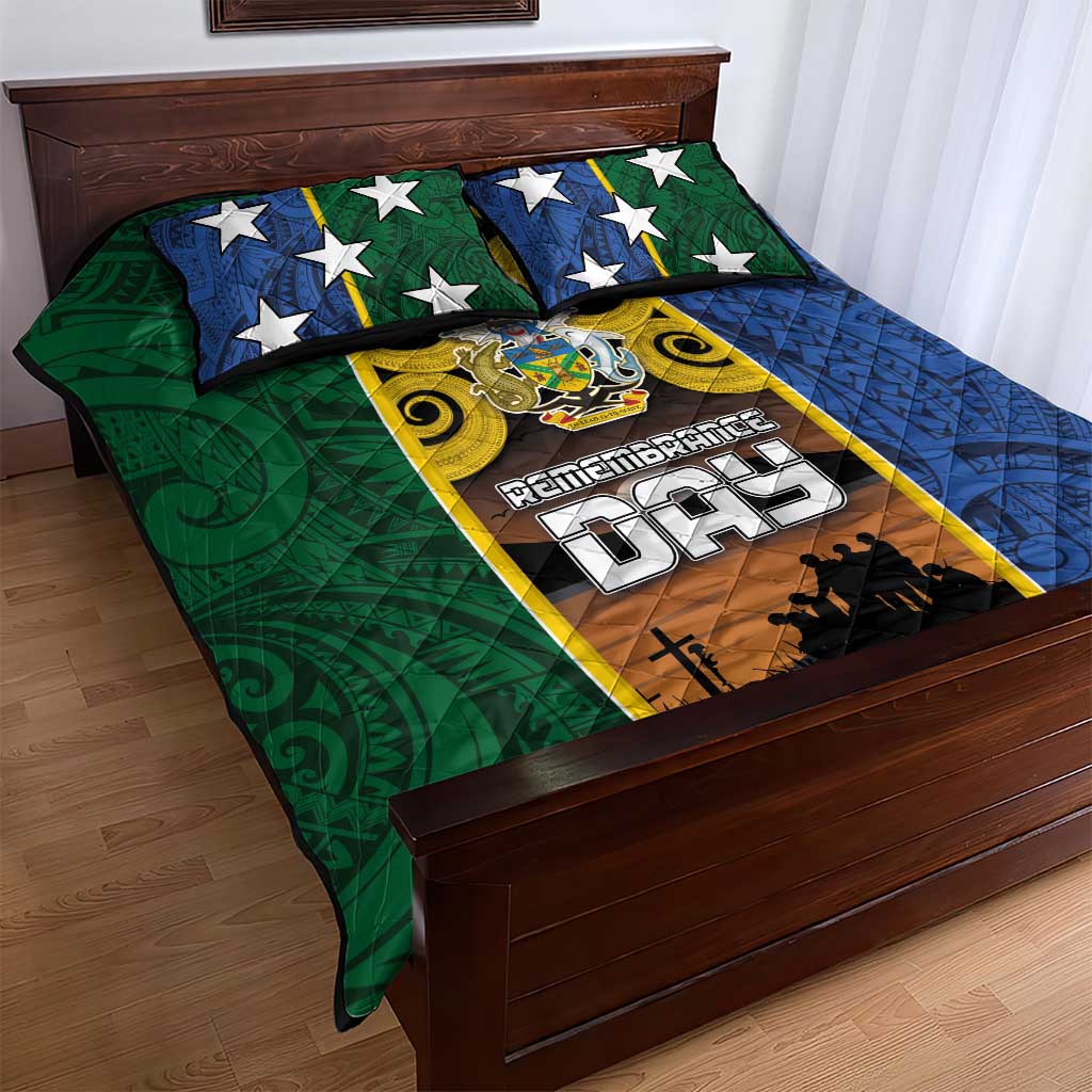 Solomon Islands Remembrance Day Quilt Bed Set Lest We Forget and Polynesian Tattoo Pattern LT03 - Polynesian Pride