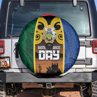 Solomon Islands Remembrance Day Spare Tire Cover Lest We Forget and Polynesian Tattoo Pattern LT03 Black - Polynesian Pride