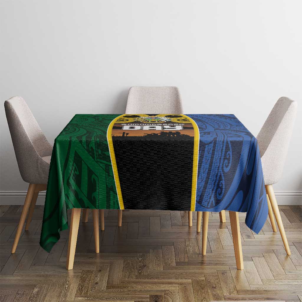Solomon Islands Remembrance Day Tablecloth Lest We Forget and Polynesian Tattoo Pattern LT03 - Polynesian Pride