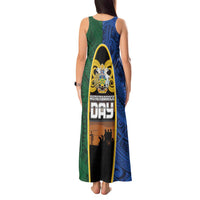 Solomon Islands Remembrance Day Tank Maxi Dress Lest We Forget and Polynesian Tattoo Pattern LT03 - Polynesian Pride