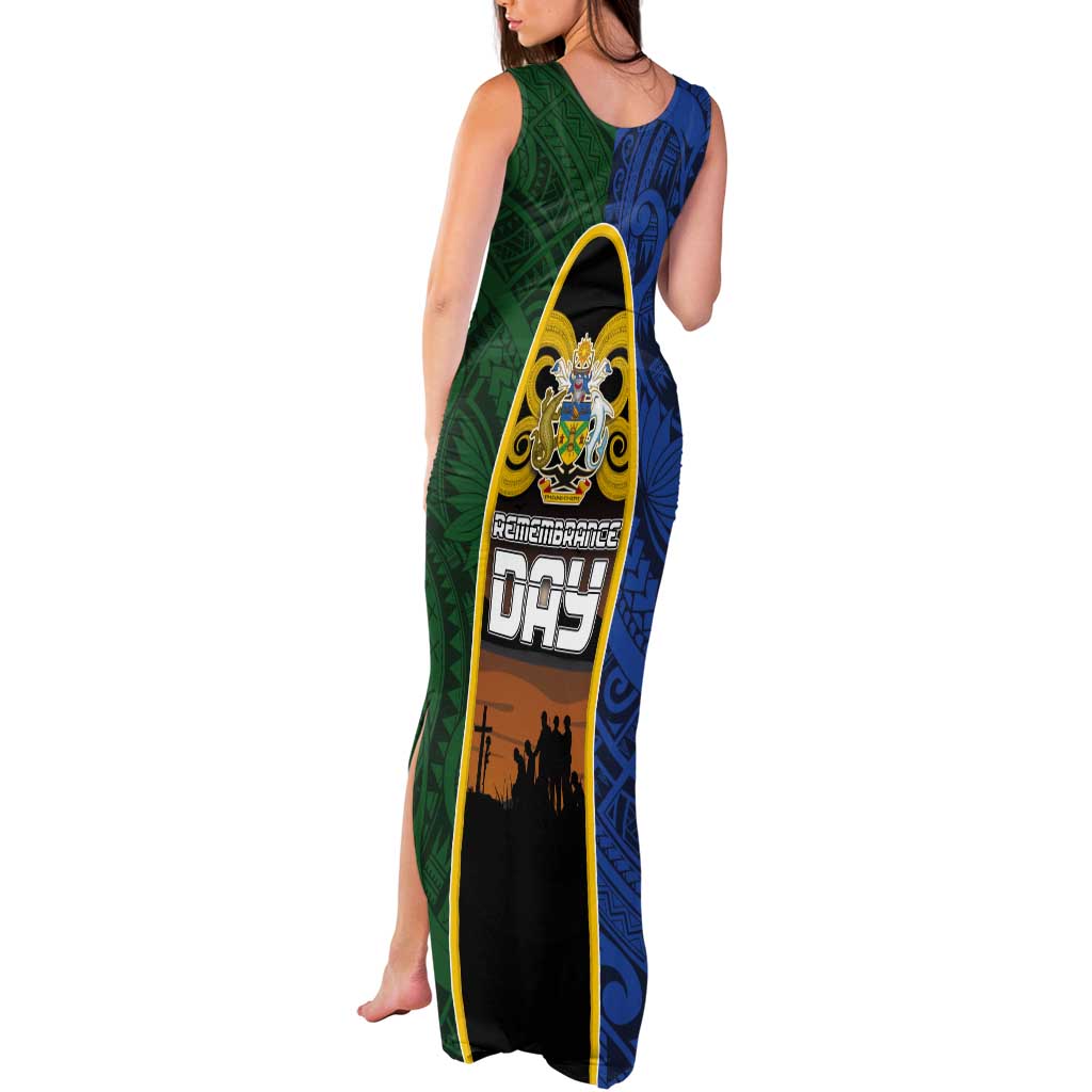 Solomon Islands Remembrance Day Tank Maxi Dress Lest We Forget and Polynesian Tattoo Pattern LT03 - Polynesian Pride