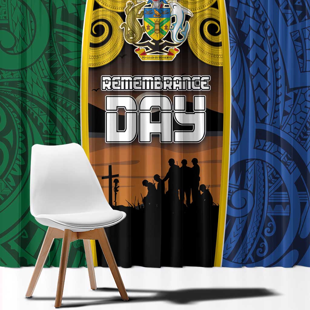 Solomon Islands Remembrance Day Window Curtain Lest We Forget and Polynesian Tattoo Pattern LT03 - Polynesian Pride