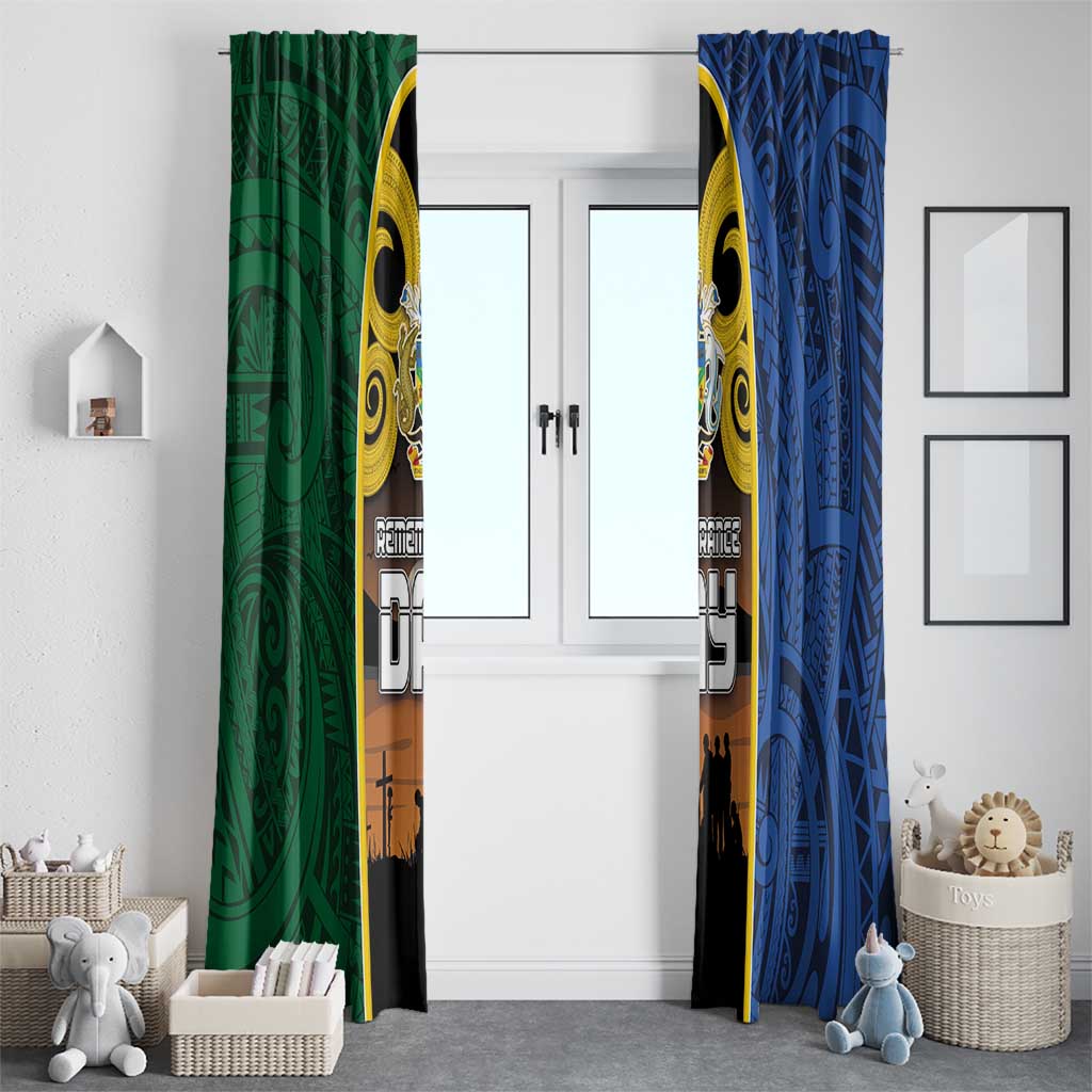 Solomon Islands Remembrance Day Window Curtain Lest We Forget and Polynesian Tattoo Pattern LT03 - Polynesian Pride