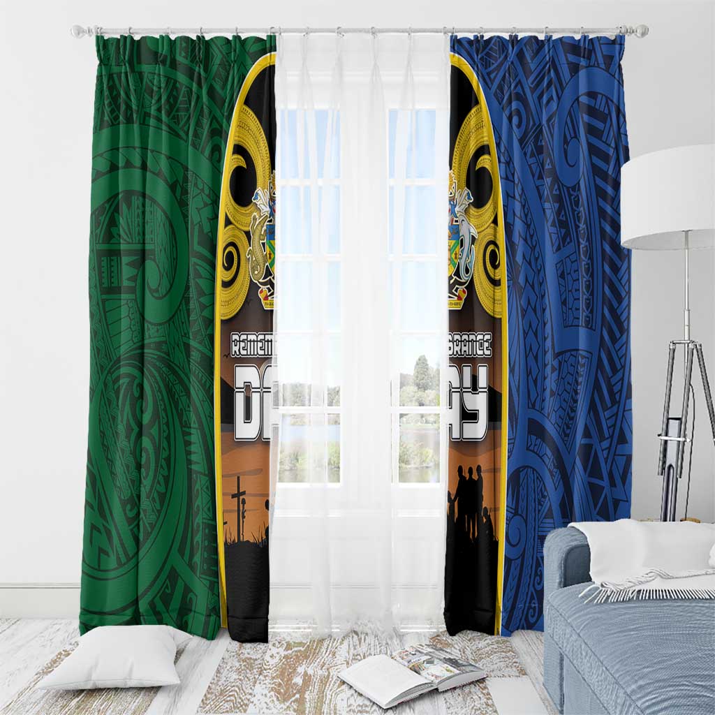 Solomon Islands Remembrance Day Window Curtain Lest We Forget and Polynesian Tattoo Pattern LT03 - Polynesian Pride