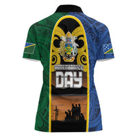 Solomon Islands Remembrance Day Women Polo Shirt Lest We Forget and Polynesian Tattoo Pattern LT03 - Polynesian Pride