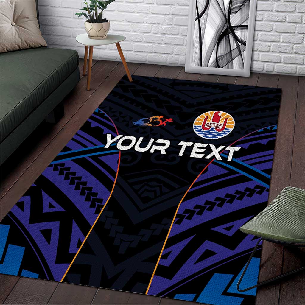 Personalised Tahiti Triathlon Polynesian Pattern Area Rug