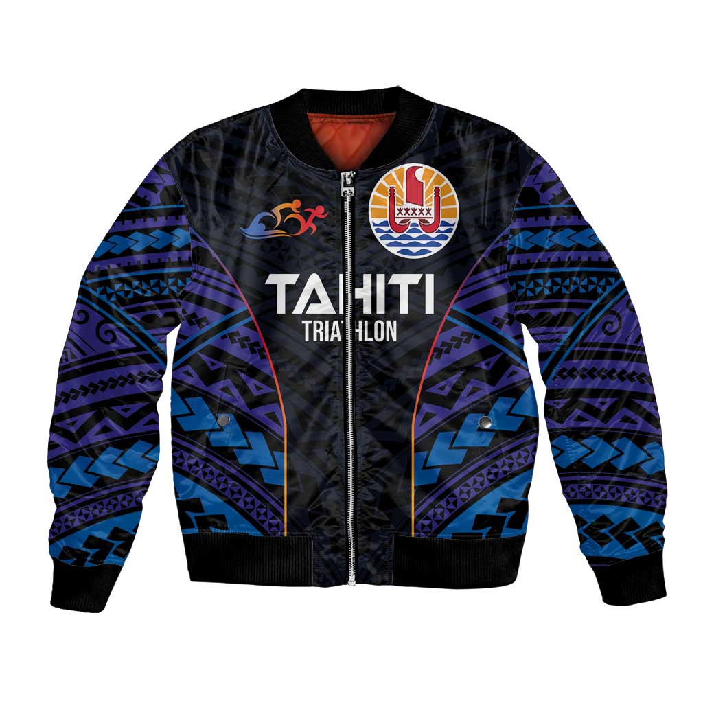 Personalised Tahiti Triathlon Polynesian Pattern Bomber Jacket