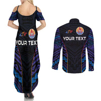 Personalised Tahiti Triathlon Polynesian Pattern Couples Matching Summer Maxi Dress and Long Sleeve Button Shirt LT03 - Polynesian Pride