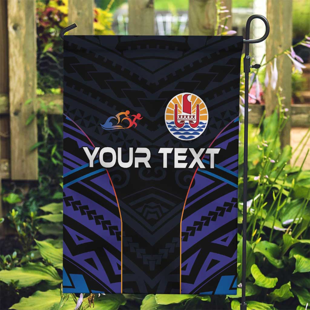 Personalised Tahiti Triathlon Polynesian Pattern Garden Flag LT03 Garden Flag Black - Polynesian Pride