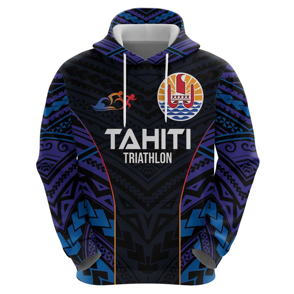 Personalised Tahiti Triathlon Polynesian Pattern Hoodie LT03 - Polynesian Pride