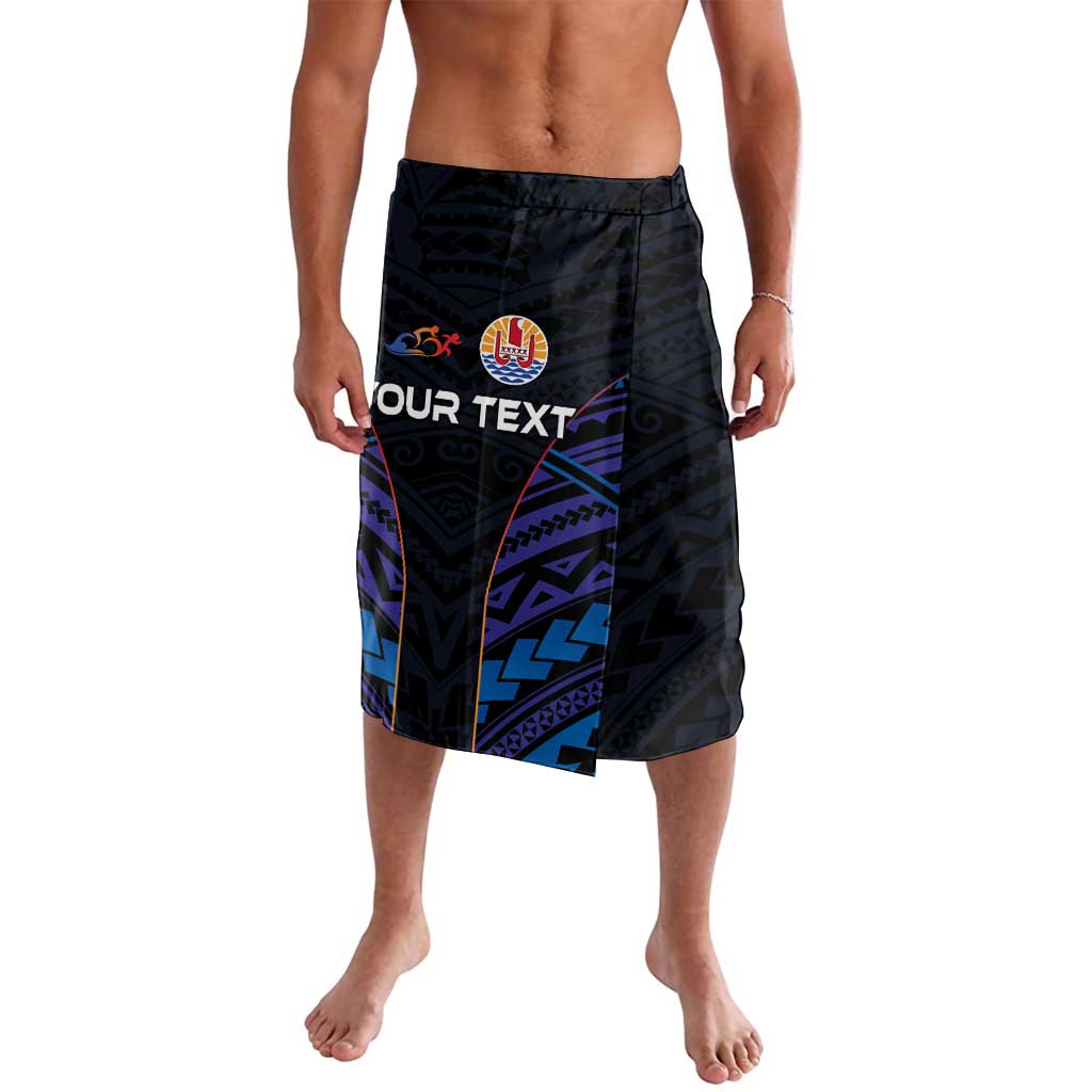 Personalised Tahiti Triathlon Polynesian Pattern Lavalava LT03 Black - Polynesian Pride