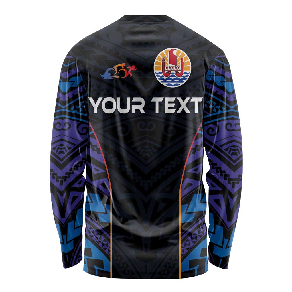 Personalised Tahiti Triathlon Polynesian Pattern Long Sleeve Shirt LT03 - Polynesian Pride