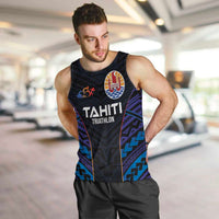 Personalised Tahiti Triathlon Polynesian Pattern Men Tank Top LT03 Black - Polynesian Pride