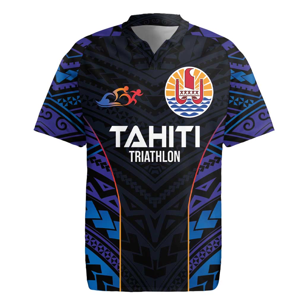 Personalised Tahiti Triathlon Polynesian Pattern Rugby Jersey