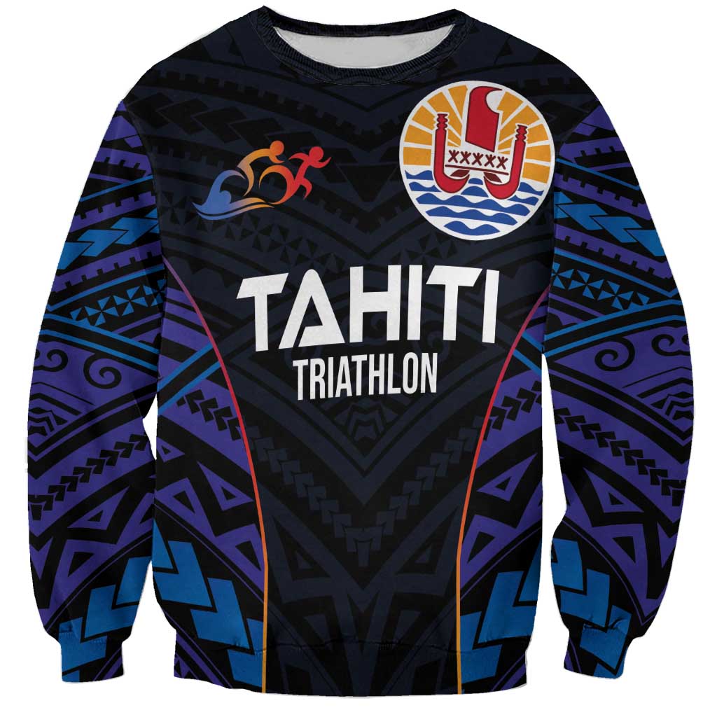 Personalised Tahiti Triathlon Polynesian Pattern Sweatshirt