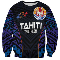 Personalised Tahiti Triathlon Polynesian Pattern Sweatshirt LT03 Unisex Black - Polynesian Pride