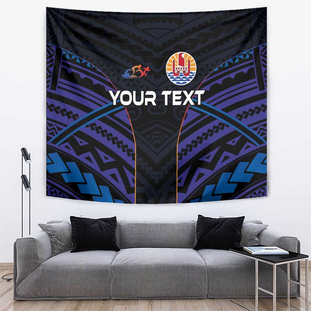Personalised Tahiti Triathlon Polynesian Pattern Tapestry LT03 Black - Polynesian Pride